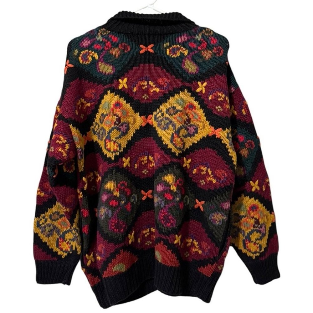 Hunt Club Women Button Down Cardigan Knit Sweater Sz Medium Embroidered VTG - Picture 2 of 9